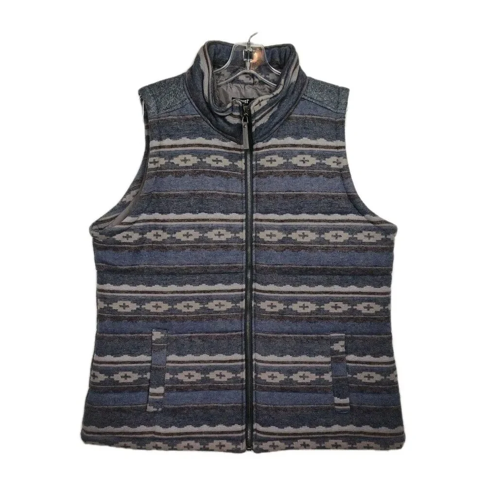 Cruel Denim Full-zip Vest Women's XL Gray-tones Southwest Aztec‎ Pattern